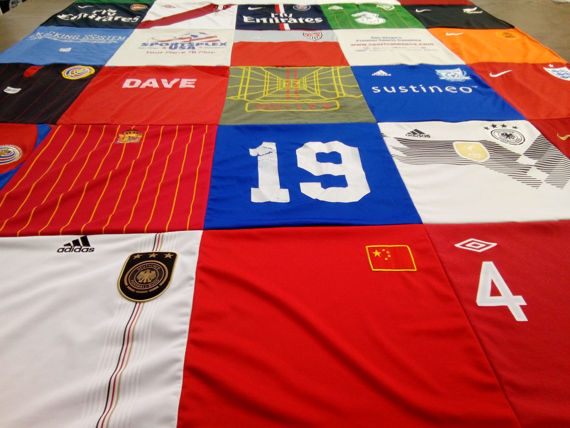 T-shirt quilt featuring germany national football team, spain national football team by Rhonda from OR