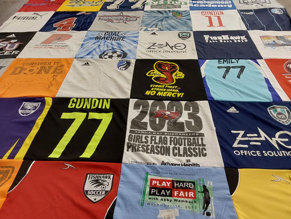 T-shirt quilt featuring tampa bay buccaneers by Lynn from FL