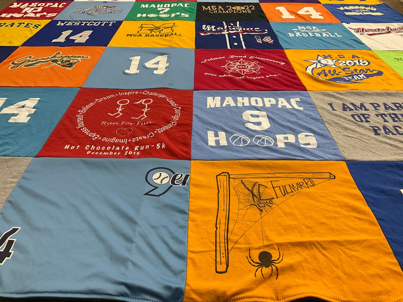 T-shirt quilt featuring mahopac basketball team by Catherine from NY