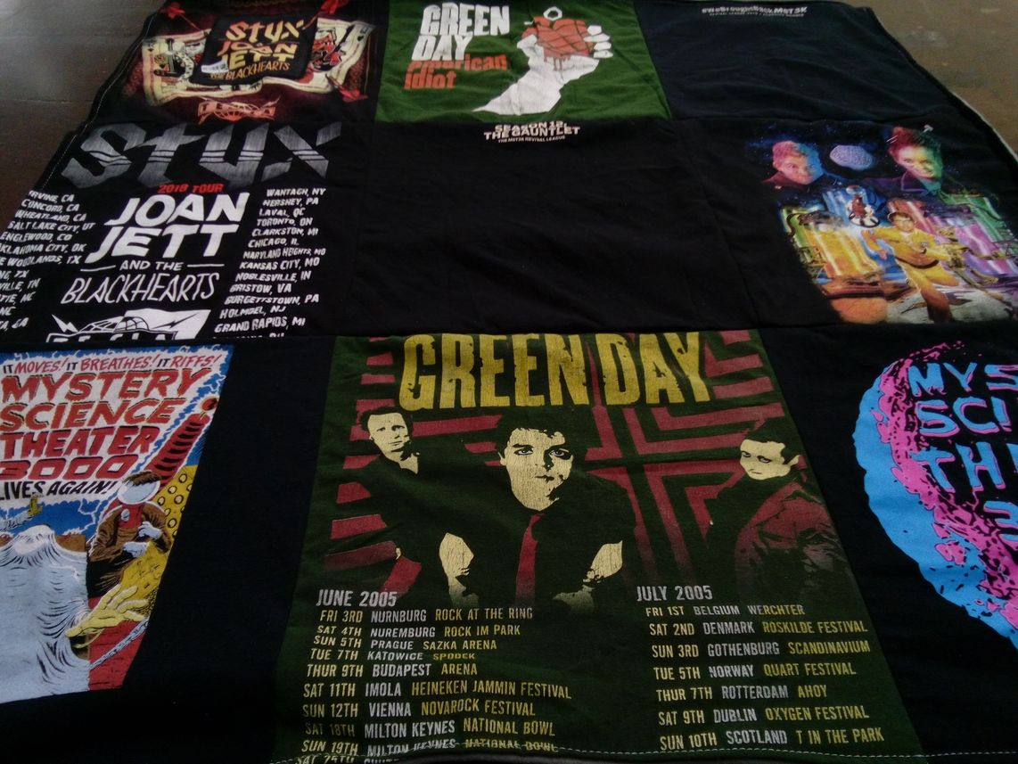 T-shirt quilt with music, concerts themes by AMANDA from CA
