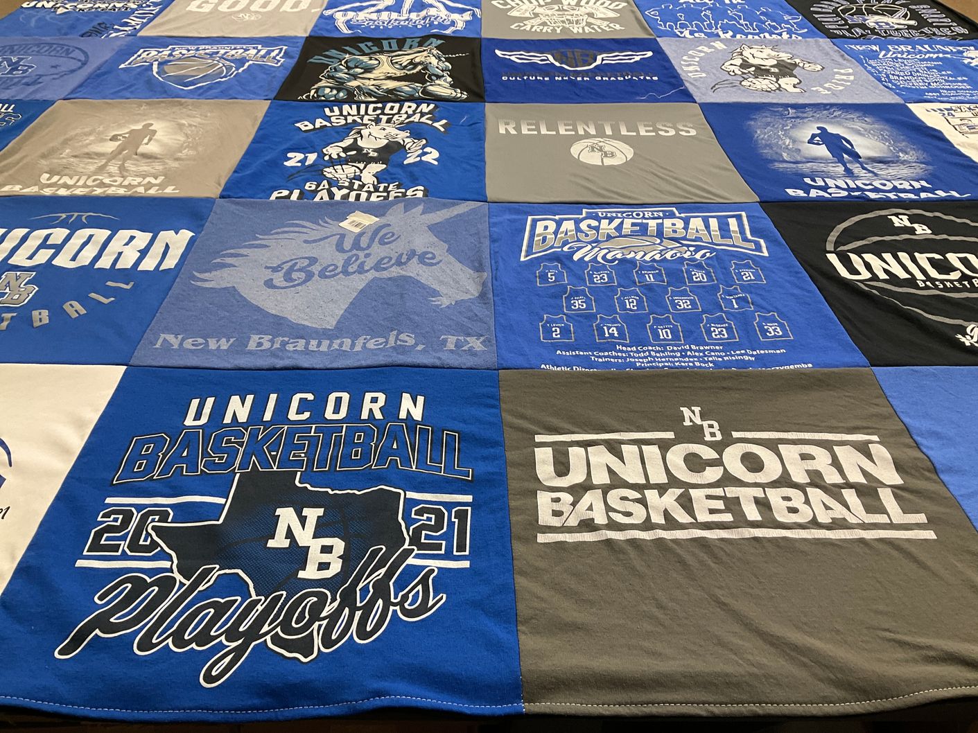 T-shirt quilt featuring new braunfels unicorns basketball by Julie from TX