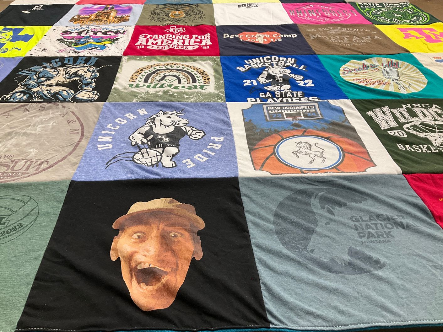 T-shirt quilt featuring unicorns by Julie from TX