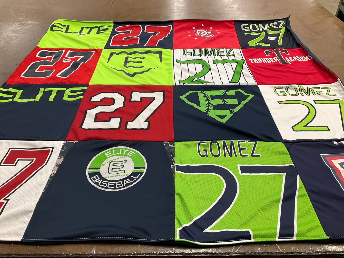 T-shirt quilt with baseball themes by Charlotte from CO