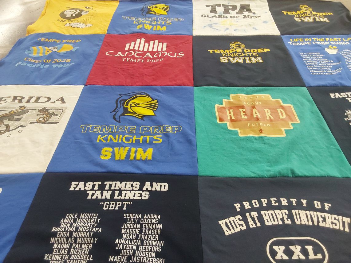 T-shirt quilt featuring tempe prep knights swim by Brigid from AZ