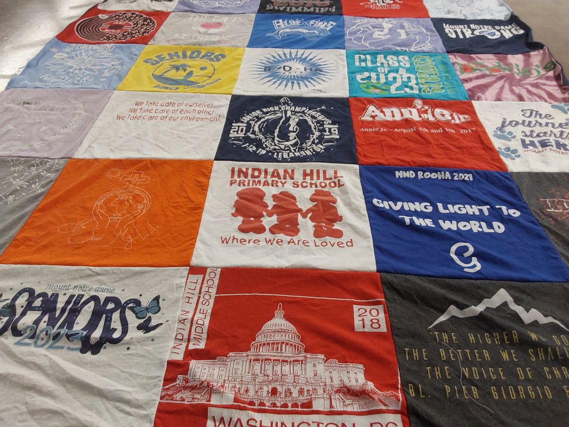 T-shirt quilt from mount notre dame, indian hill primary school by Mary from OH