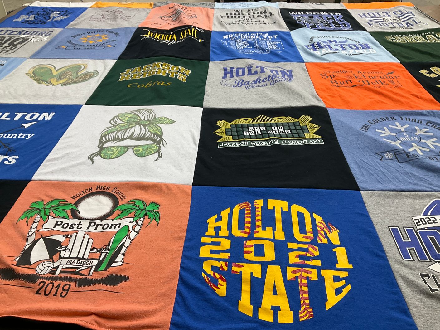 T-shirt quilt featuring holton basketball team, jackson heights cobras by Kristi from KS