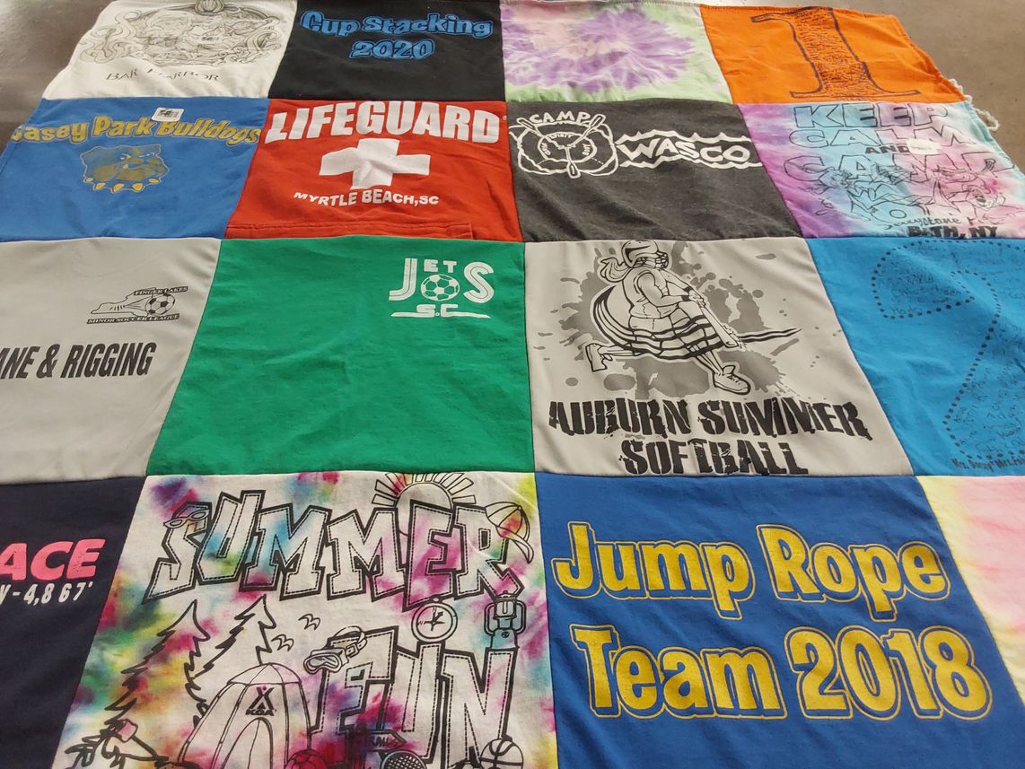 T-shirt quilt featuring auburn summer softball, casey park bulldogs by tish from NY