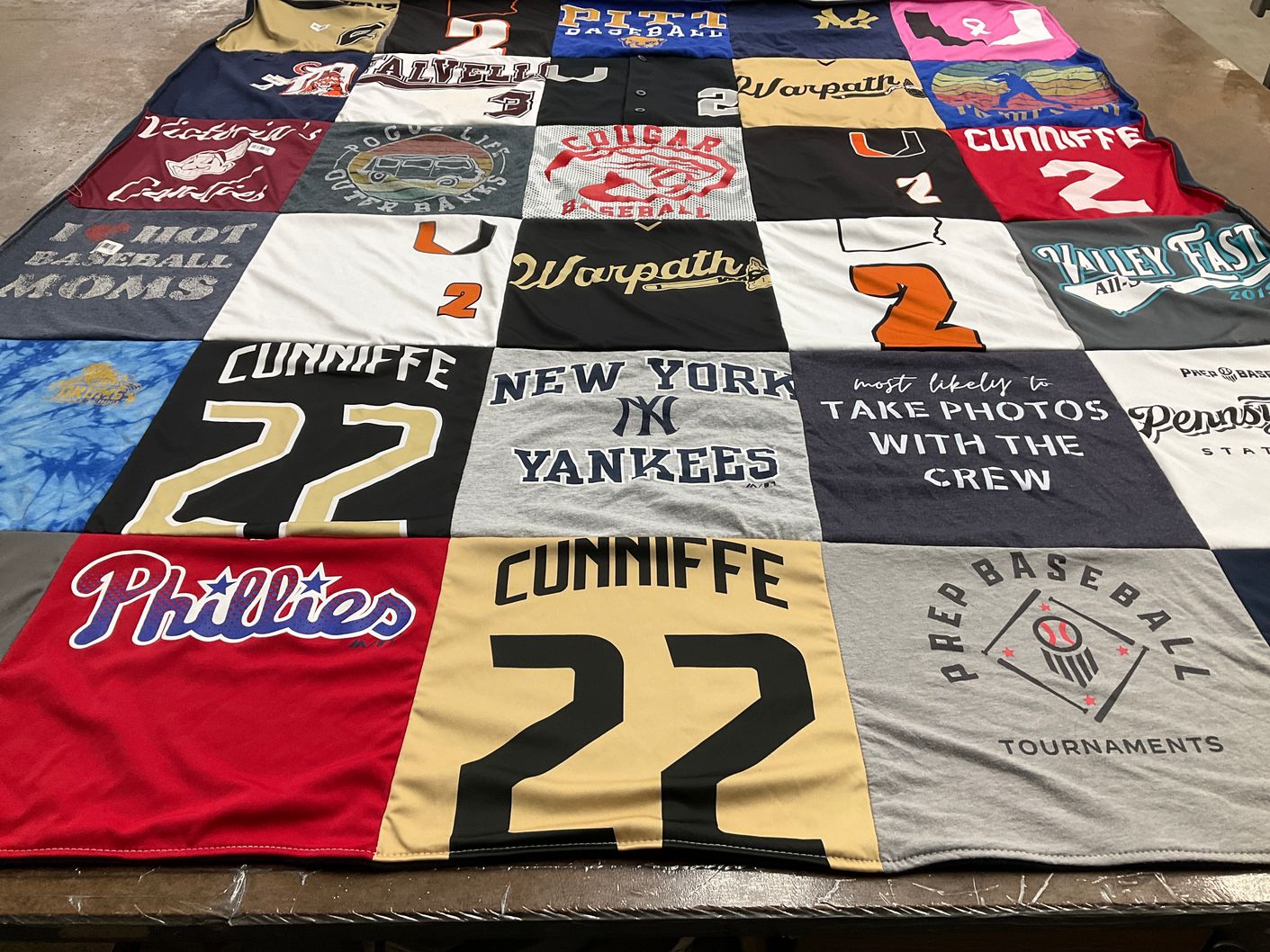 T-shirt quilt with baseball, photography themes by Rachel from PA