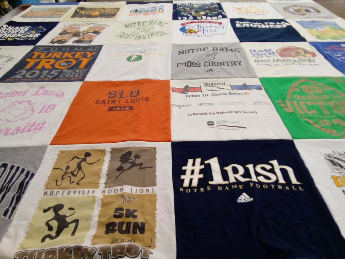 T-shirt quilt featuring notre dame football by Beverly from IL