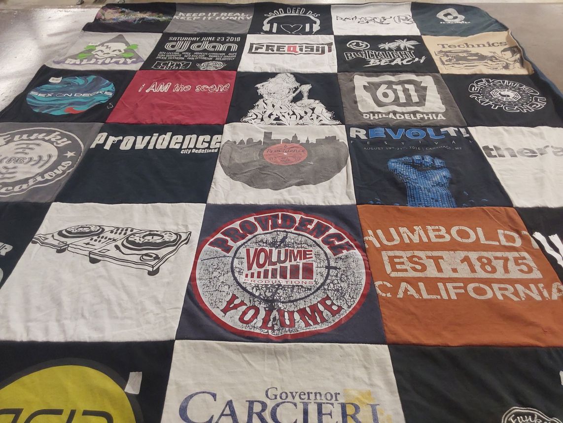 T-shirt quilt with music, festivals themes by Mike from RI