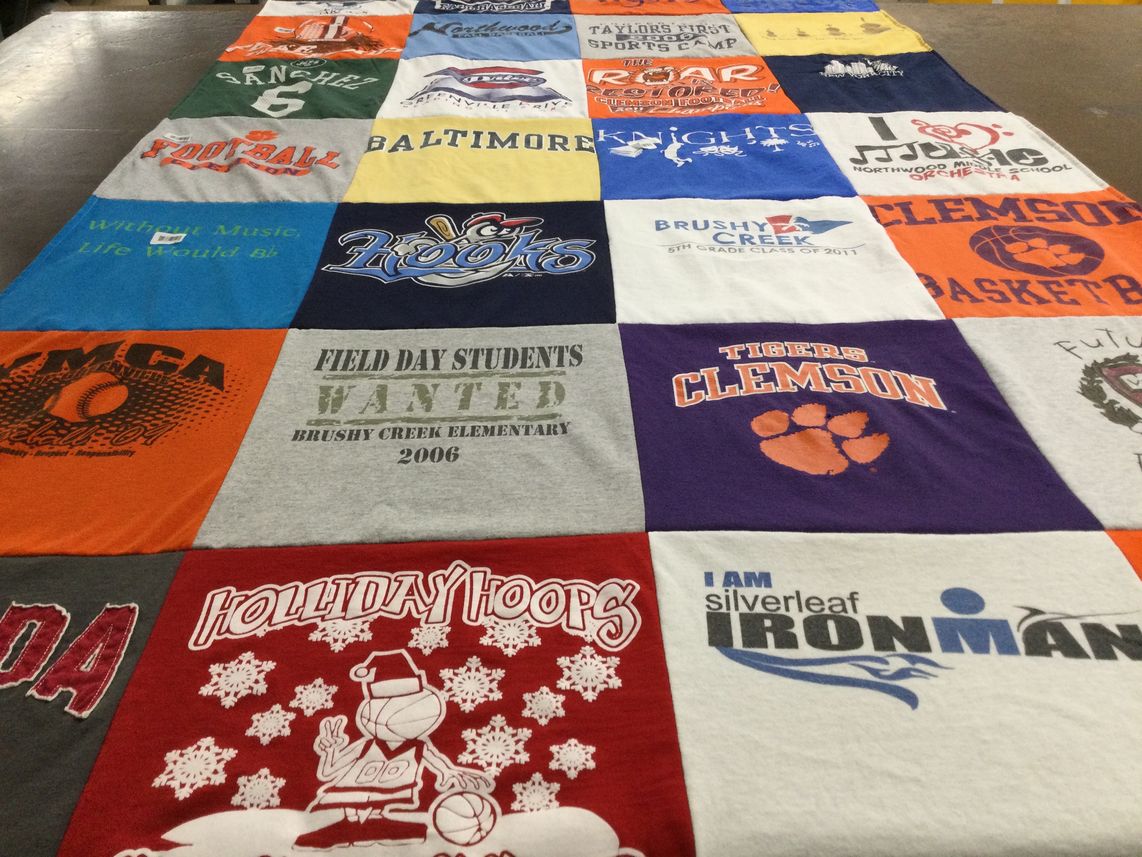 T-shirt quilt from clemson university, brushy creek elementary school by Paula from SC