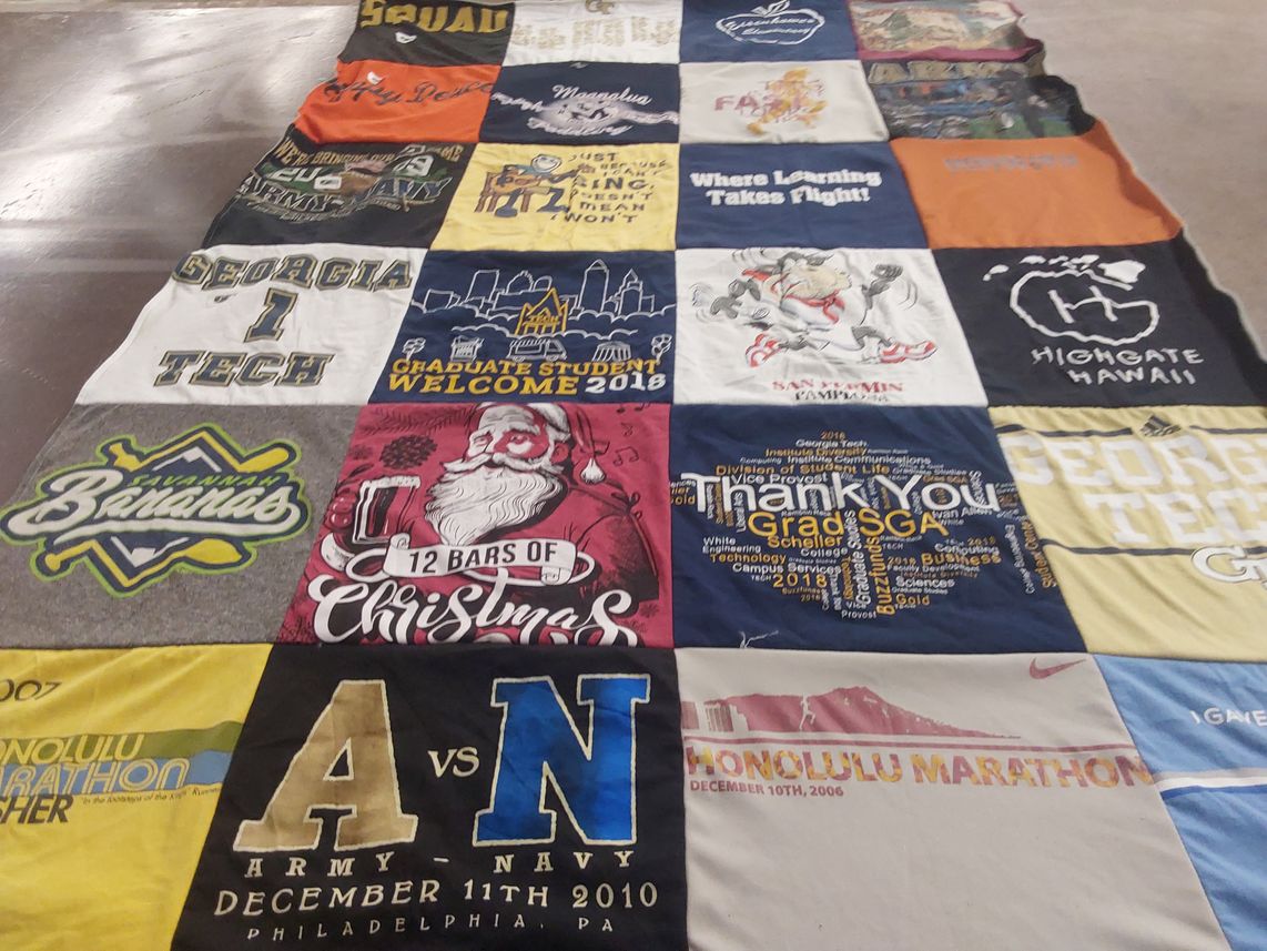 T-shirt quilt featuring army navy, san juan high school by Joseph from HI
