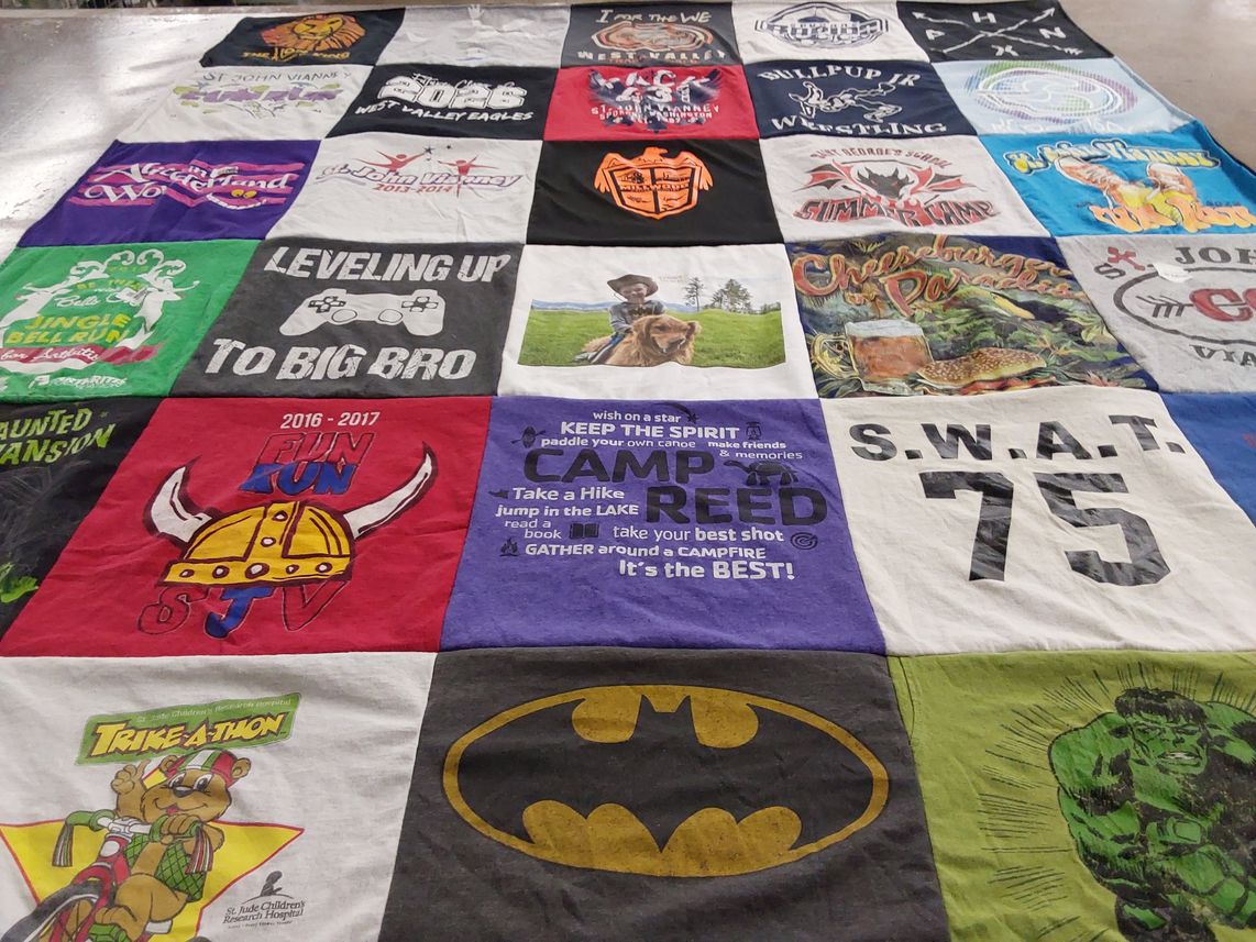 T-shirt quilt from st john vianney high school by Meghan from WA