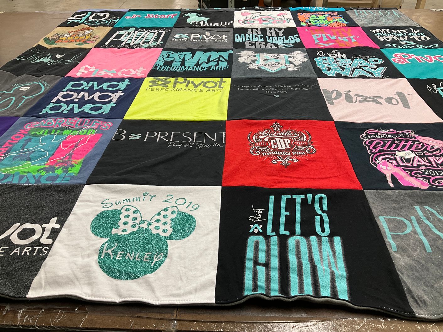 T-shirt quilt with dance, performance arts themes by Amy from TX