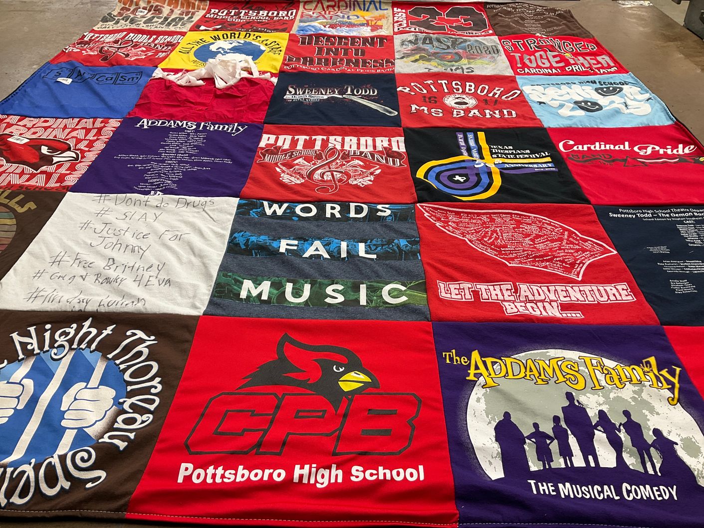 T-shirt quilt from pottsboro high school by Sarah from NM