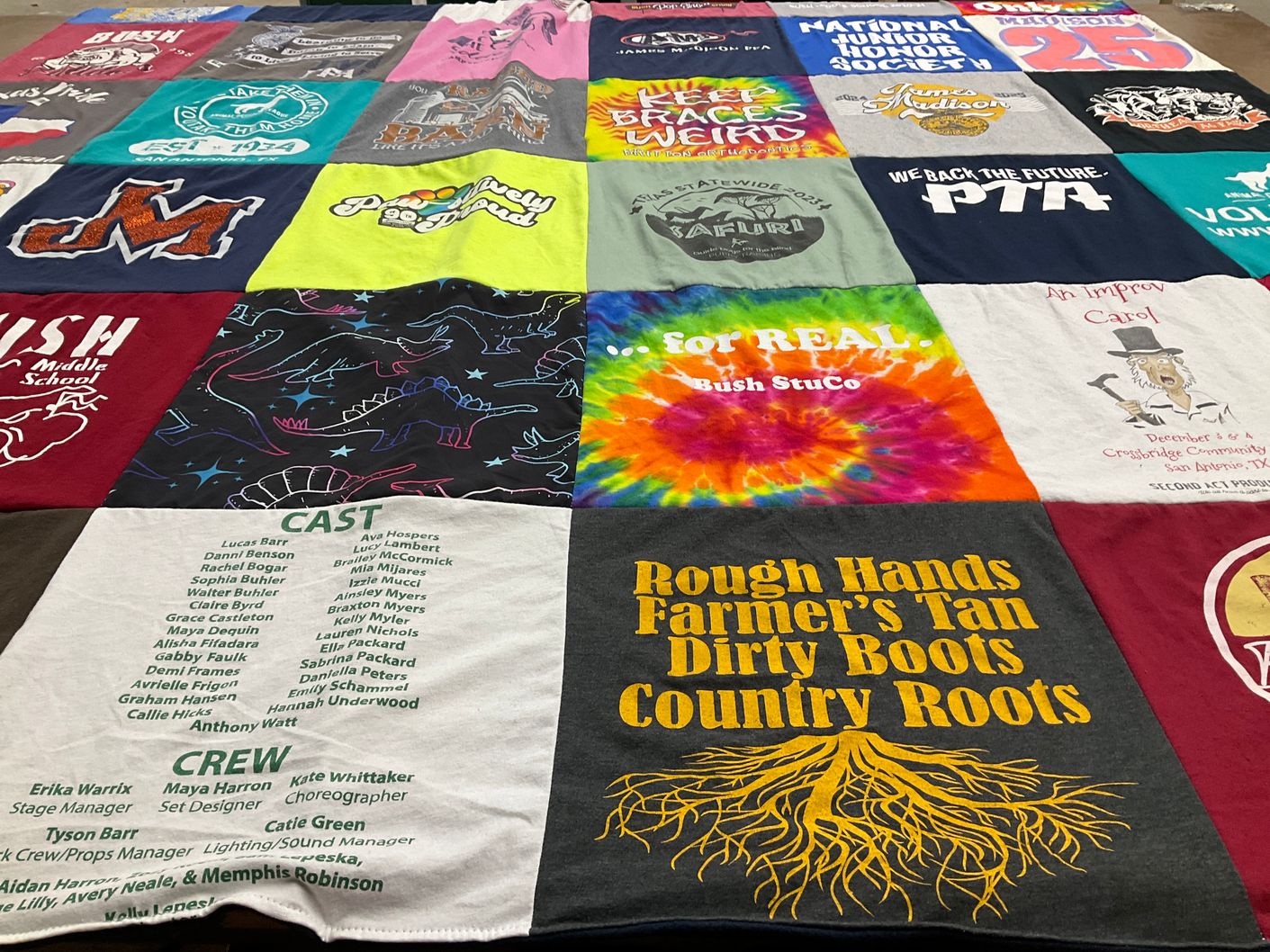 T-shirt quilt from bush middle school by Audra from TX