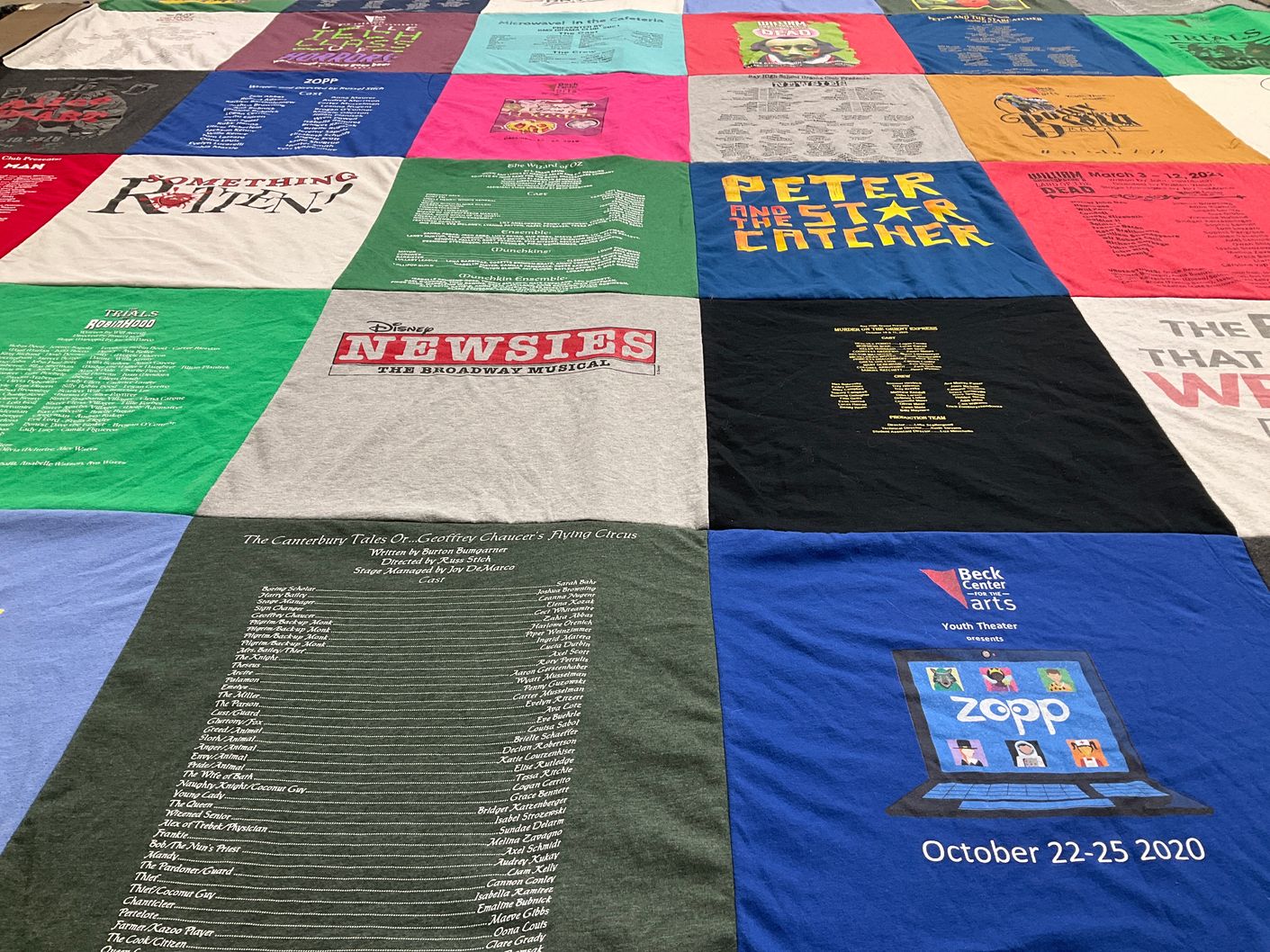 T-shirt quilt with theater, musical themes by Kimberly from OH