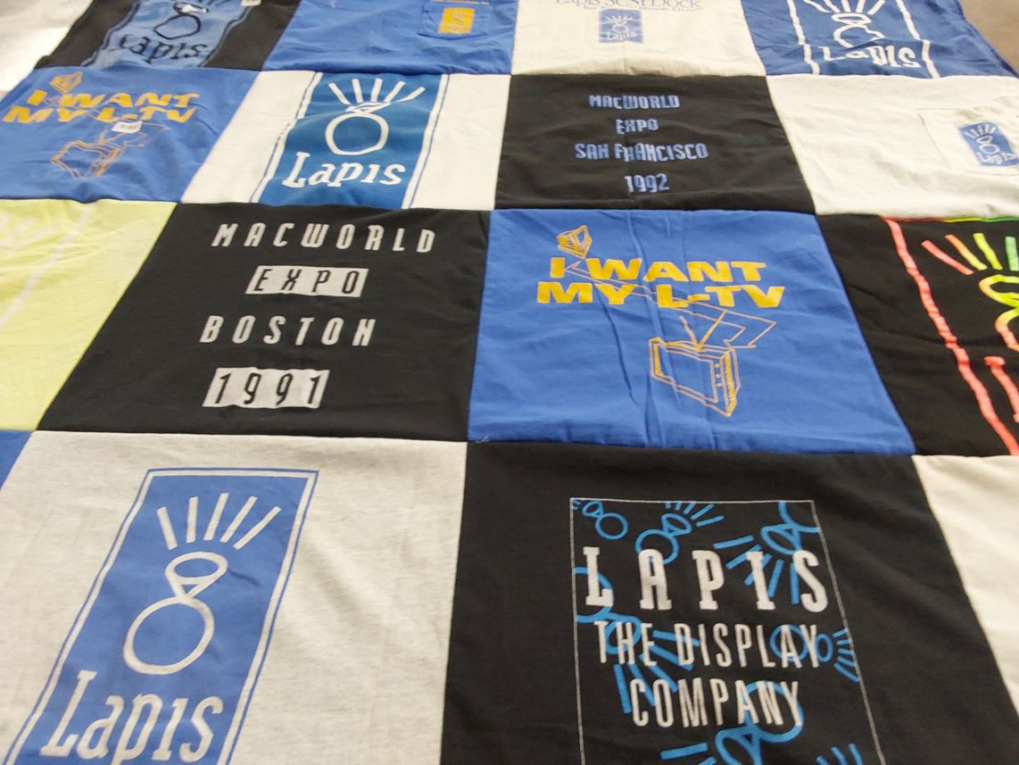 T-shirt quilt with technology, expos themes by Shirley from CA