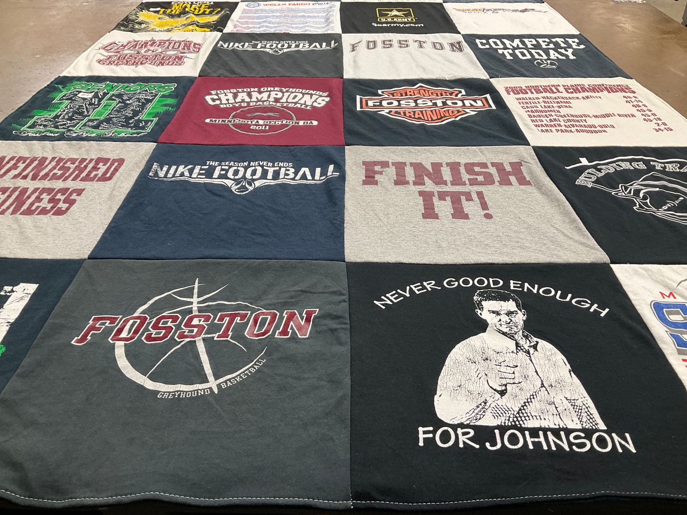 T-shirt quilt featuring fosston greyhounds by Lorelei from MN