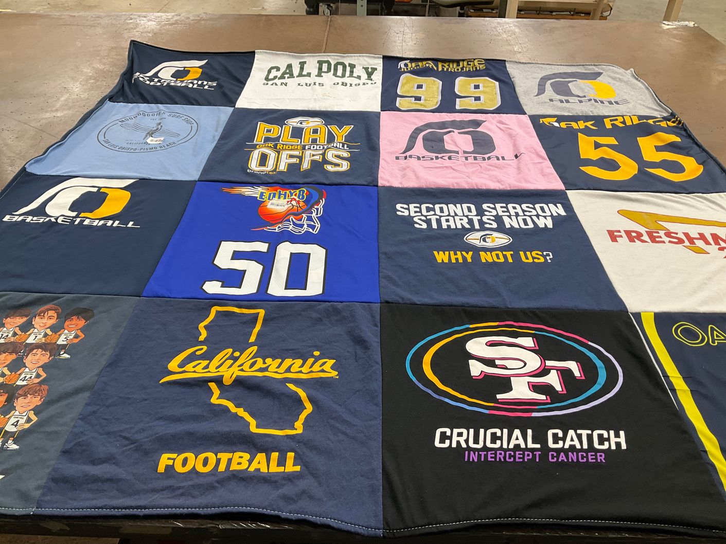T-shirt quilt featuring oak ridge high school, oak ridge raiders by Stacey from CA