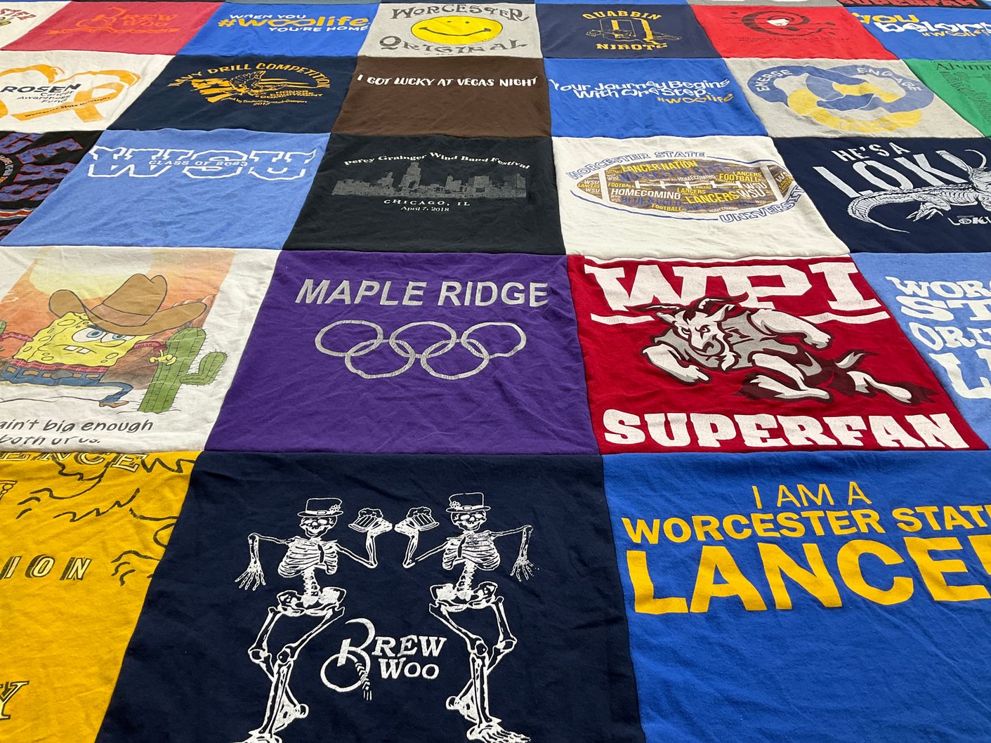 T-shirt quilt from worcester state university, worcester polytechnic institute by Washma from MA