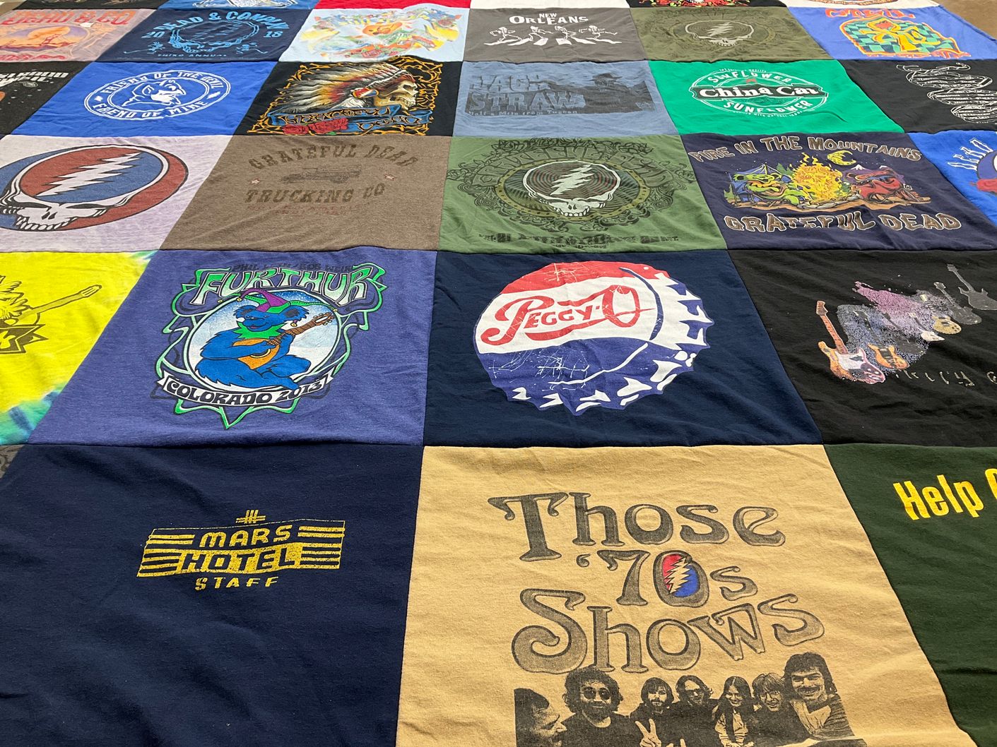 T-shirt quilt with music, concerts themes by Theodore from SC