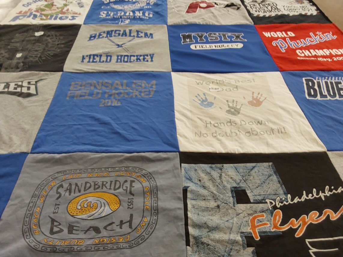 T-shirt quilt featuring philadelphia phillies, philadelphia flyers by Michelle from PA