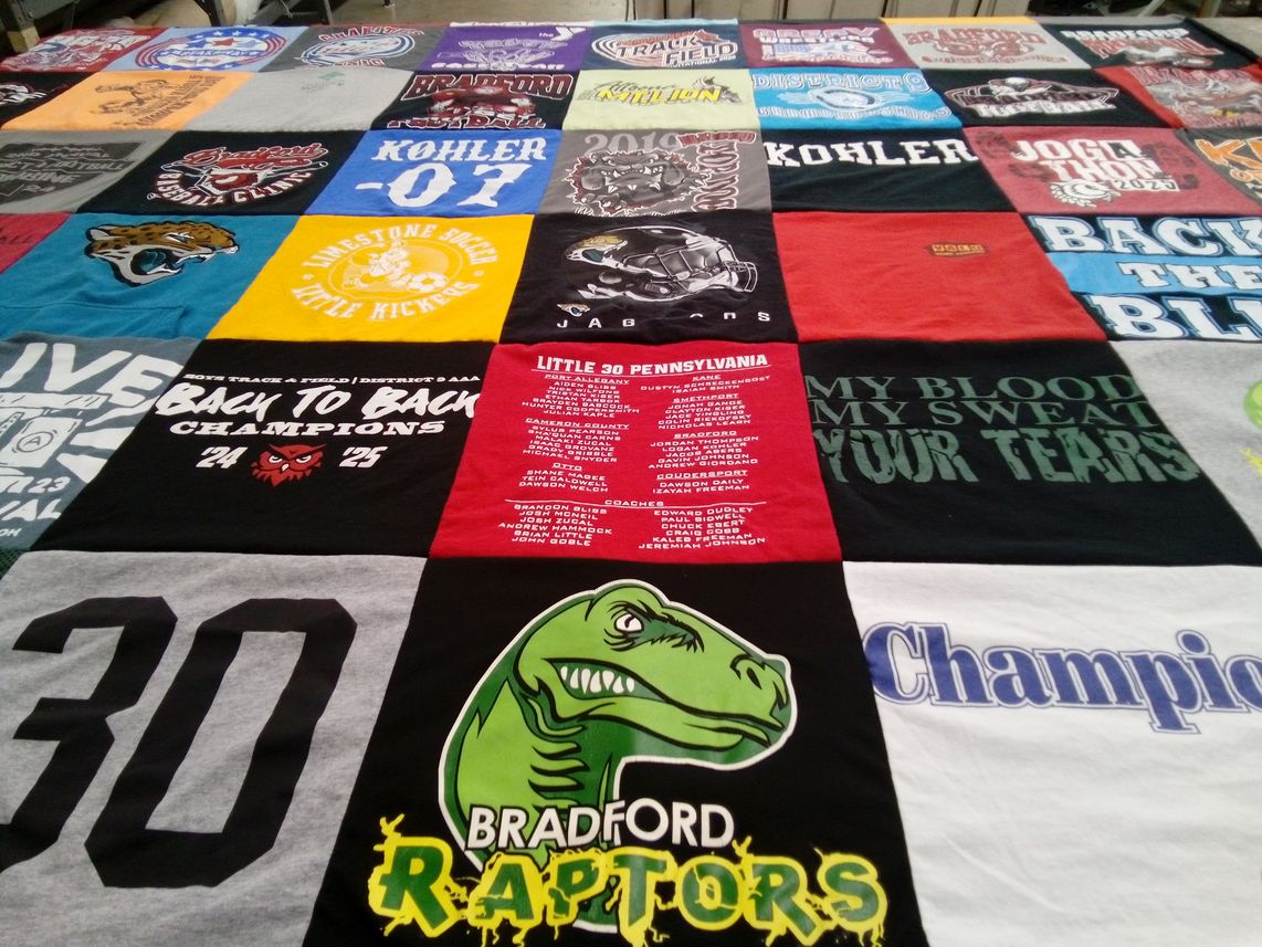 T-shirt quilt featuring bradford raptors by Debra from PA