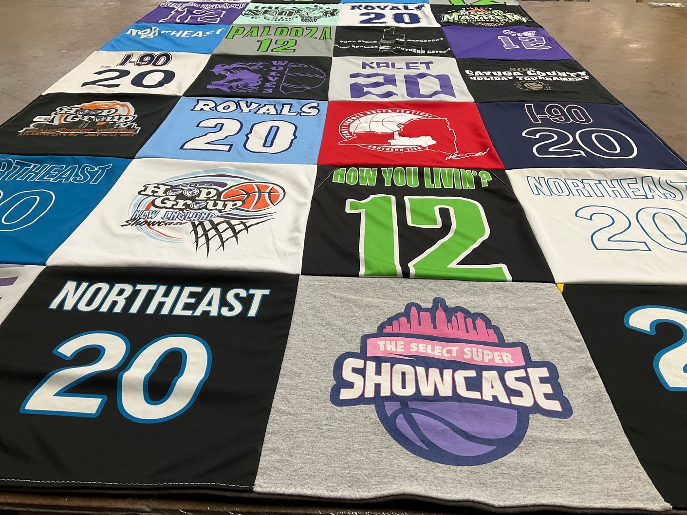 T-shirt quilt with basketball, sports themes by Katelyn from NY