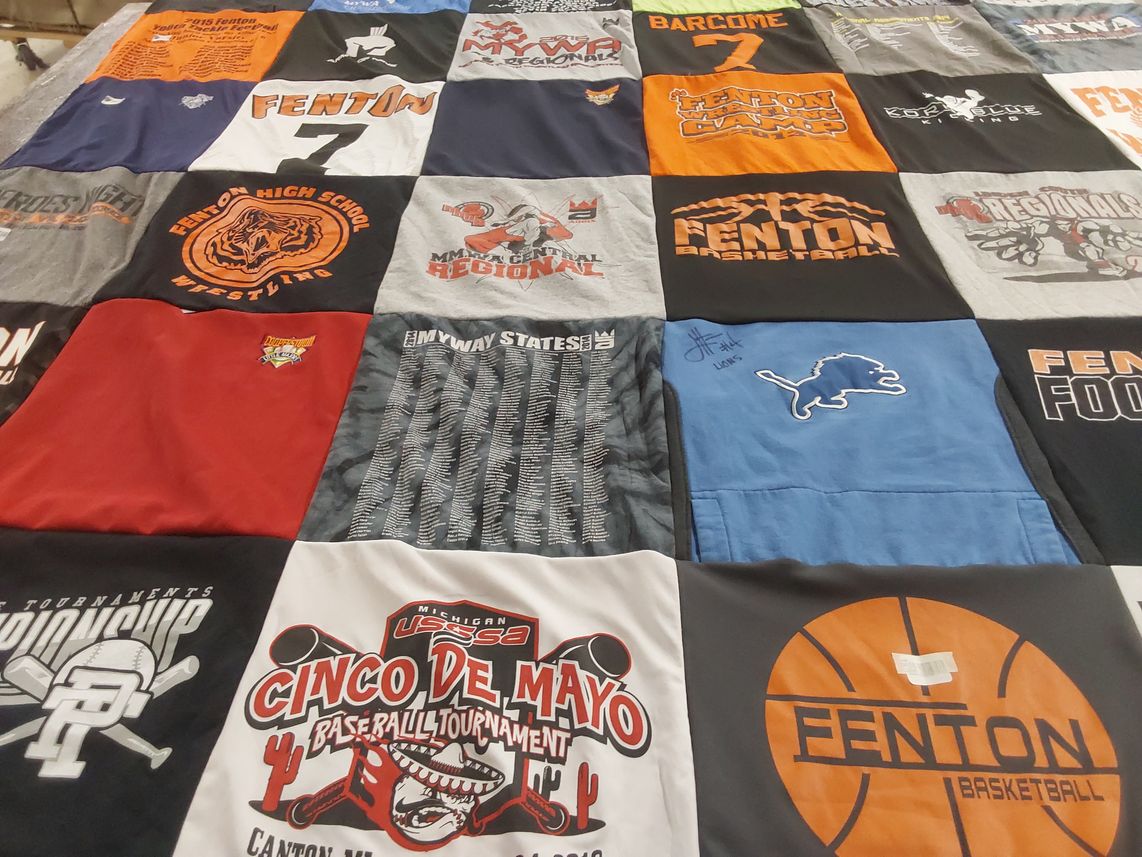 T-shirt quilt featuring fenton basketball, fenton football by rolanda from MI