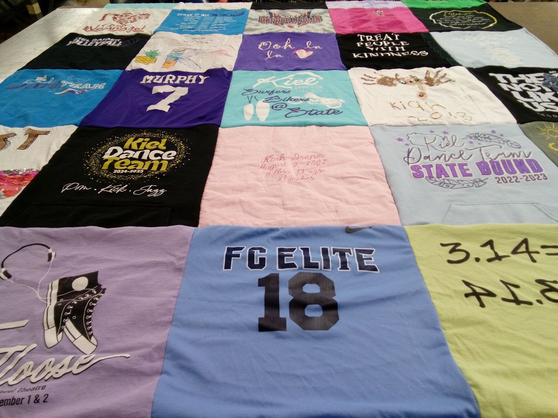 T-shirt quilt from kiel high school by Mariah from WI