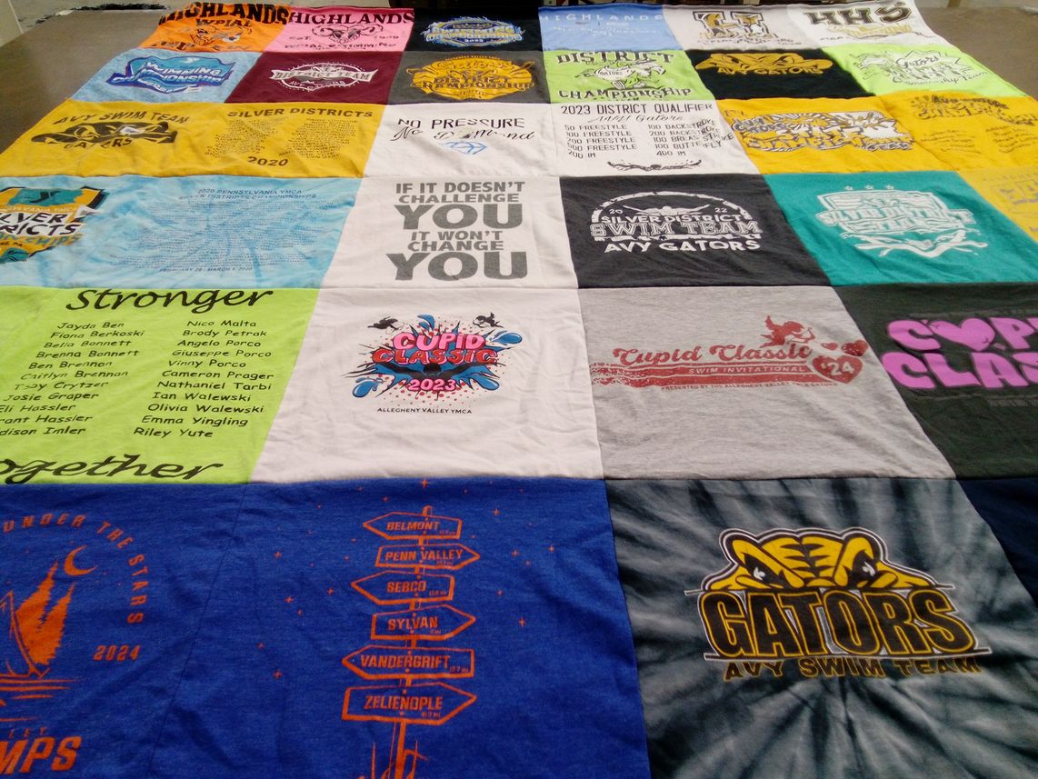 T-shirt quilt featuring avy swim team by Brittany from PA