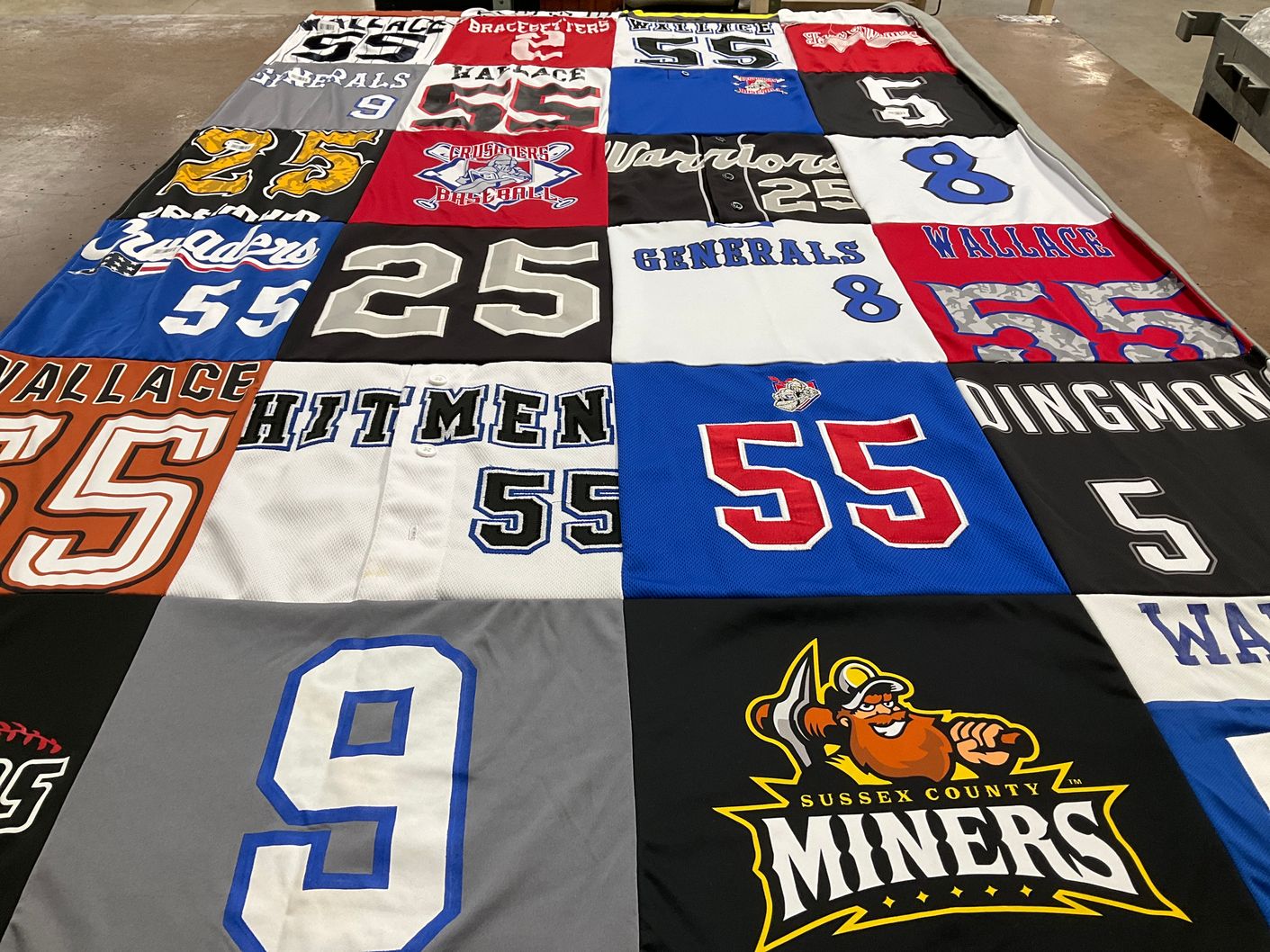 T-shirt quilt featuring sussex county miners by Kelly from PA