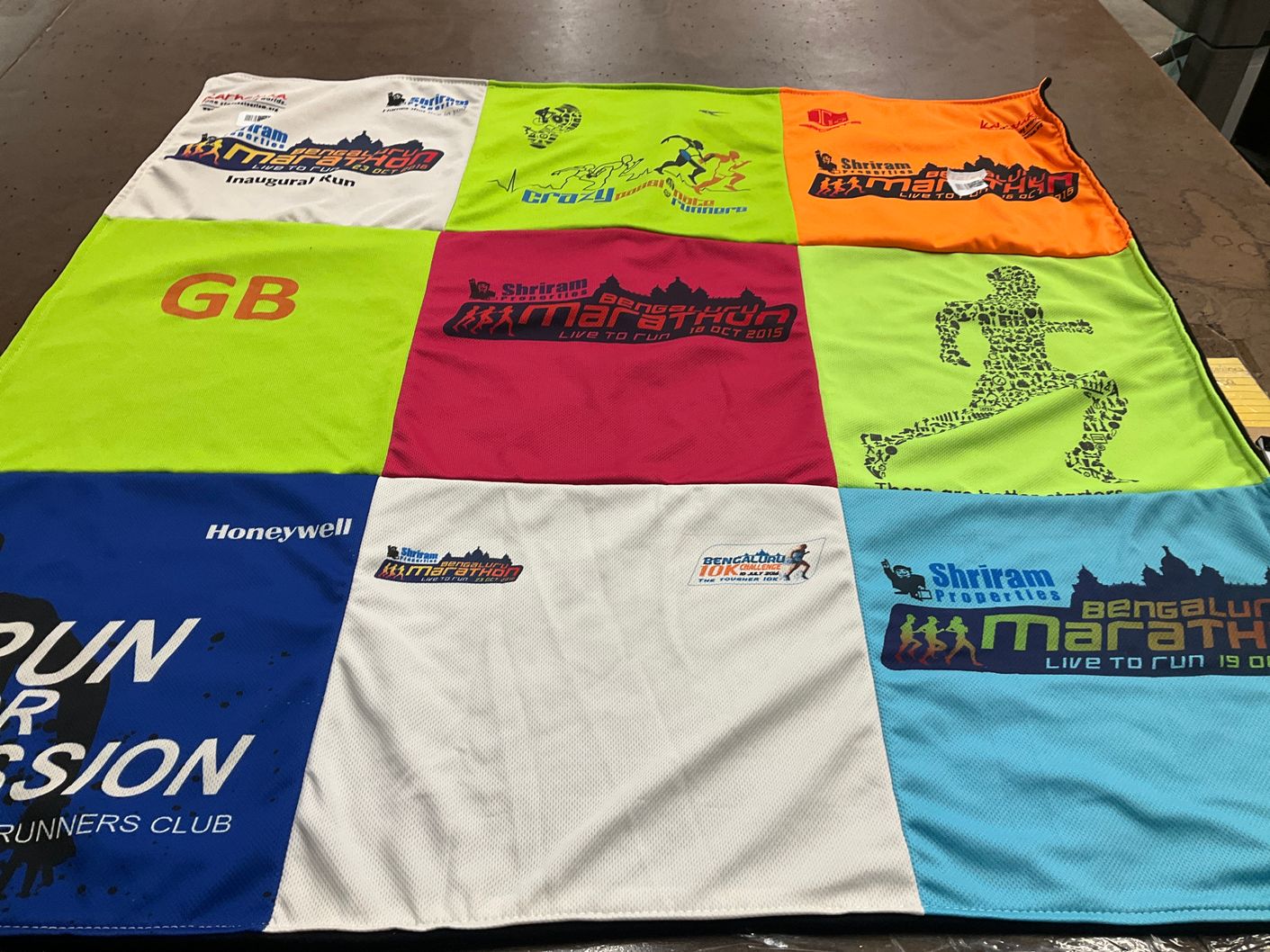 T-shirt quilt with running, fitness themes by pallavi from WA