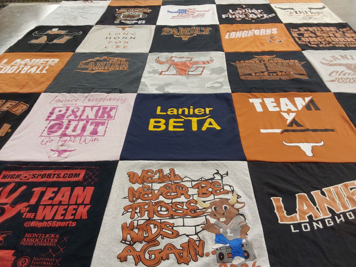 T-shirt quilt featuring lanier longhorns by Meredith from GA