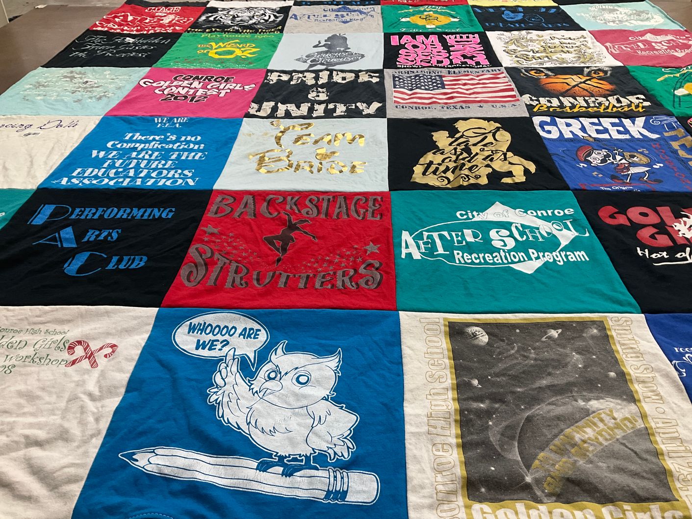 T-shirt quilt from conroe high school by Roberta from TX