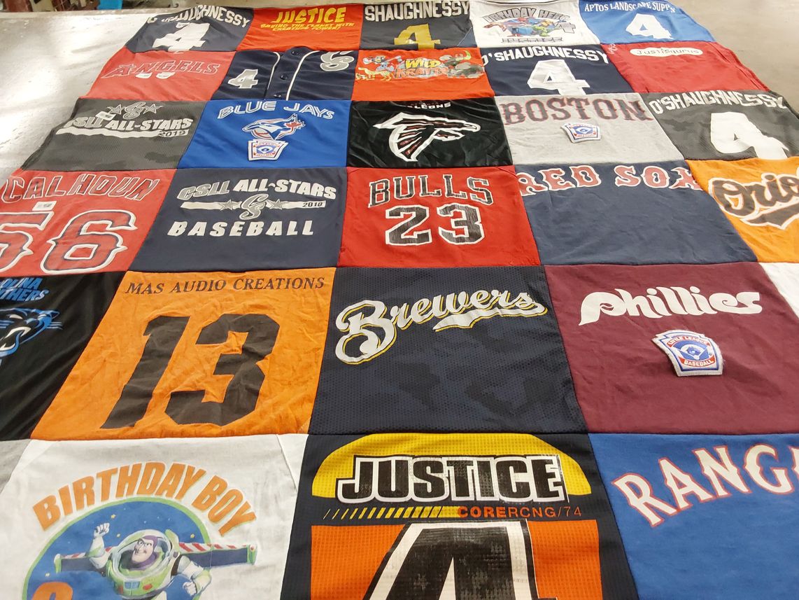 T-shirt quilt with baseball themes by Nathan from CA