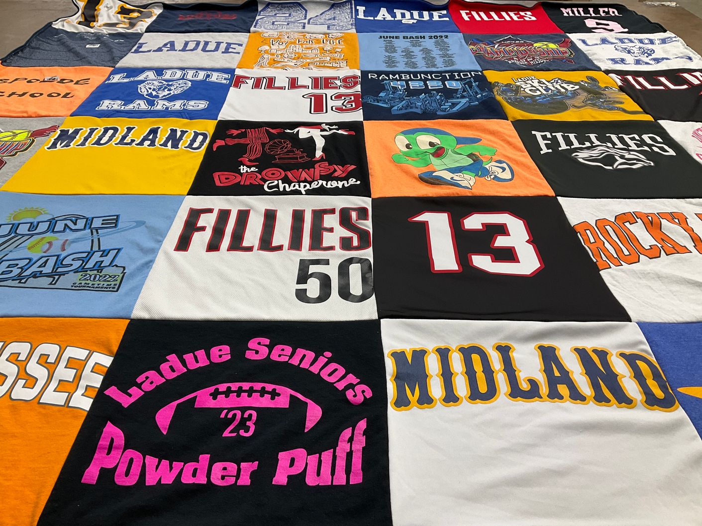 T-shirt quilt featuring ladue high school, fillies by Ann from MO
