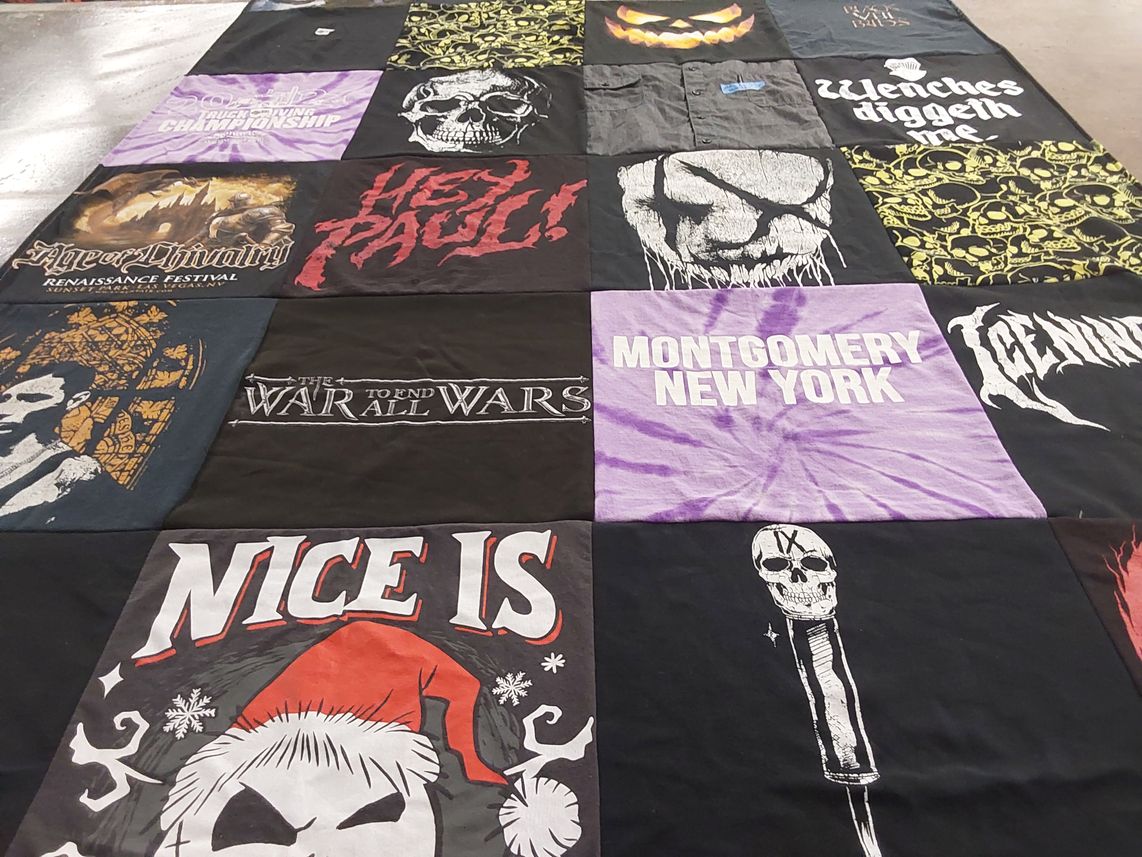T-shirt quilt with music, festivals themes by Lauri from NV
