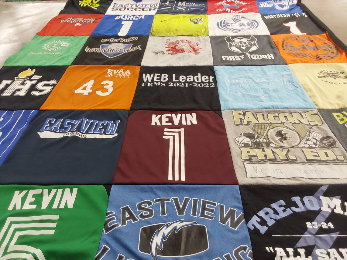 T-shirt quilt featuring eastview falcons by Kannika from MN