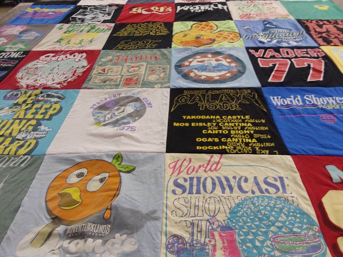 T-shirt quilt with theme parks, disney themes by Frederick from MA