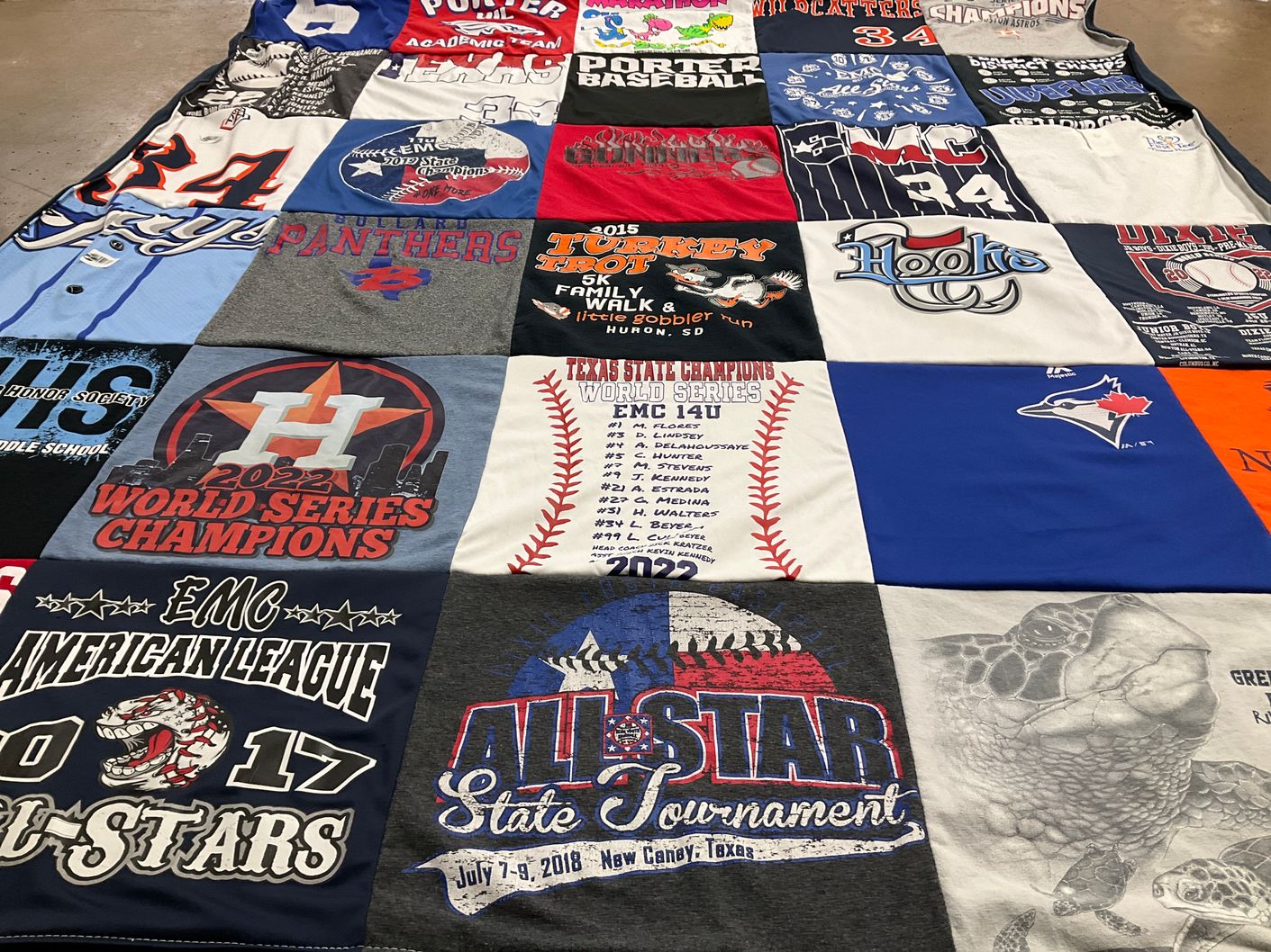T-shirt quilt featuring toronto blue jays by Chastity from TX