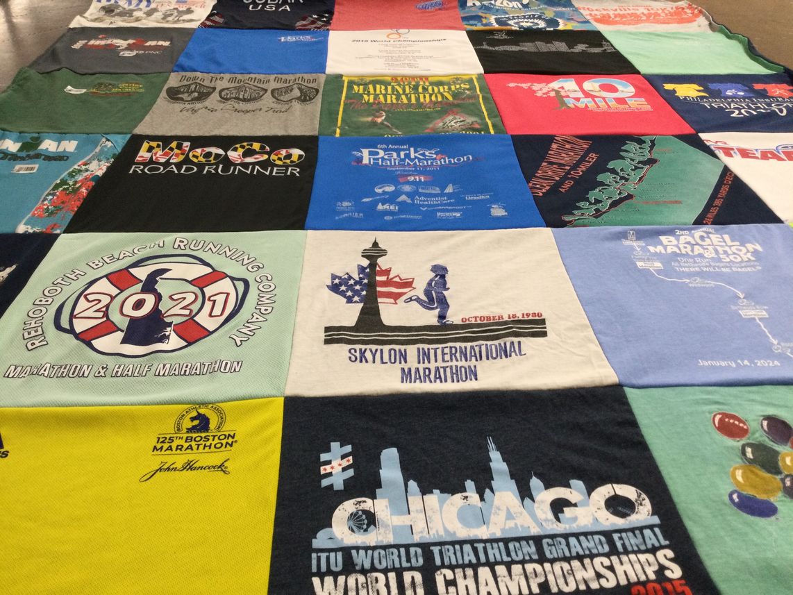 T-shirt quilt with running, marathons themes by Ayal from DC