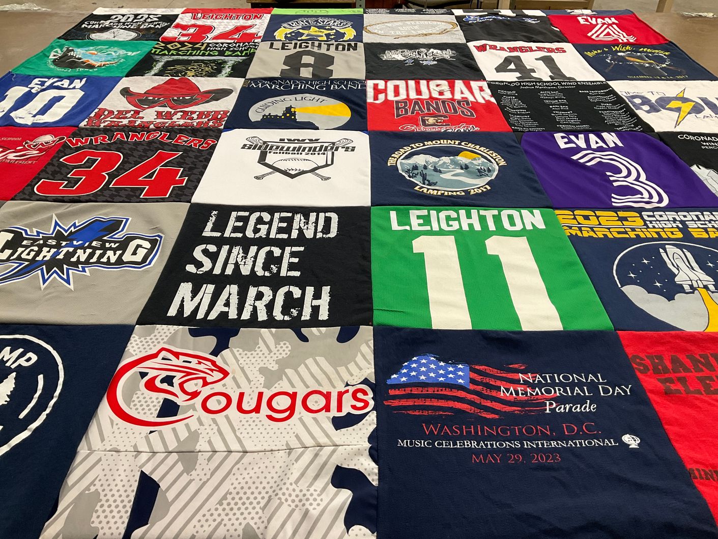 T-shirt quilt featuring eastview lightning, cougars by Nicole from NV
