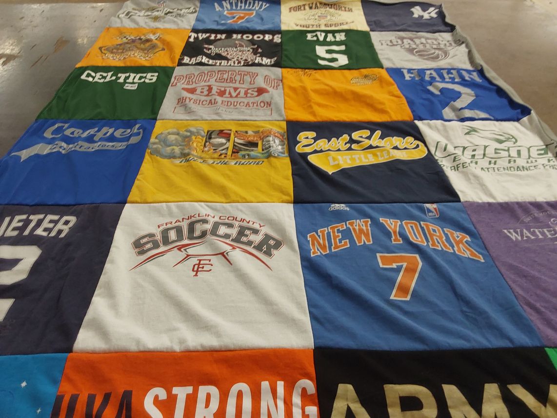 T-shirt quilt featuring boston celtics, new york knicks by tanya from VA
