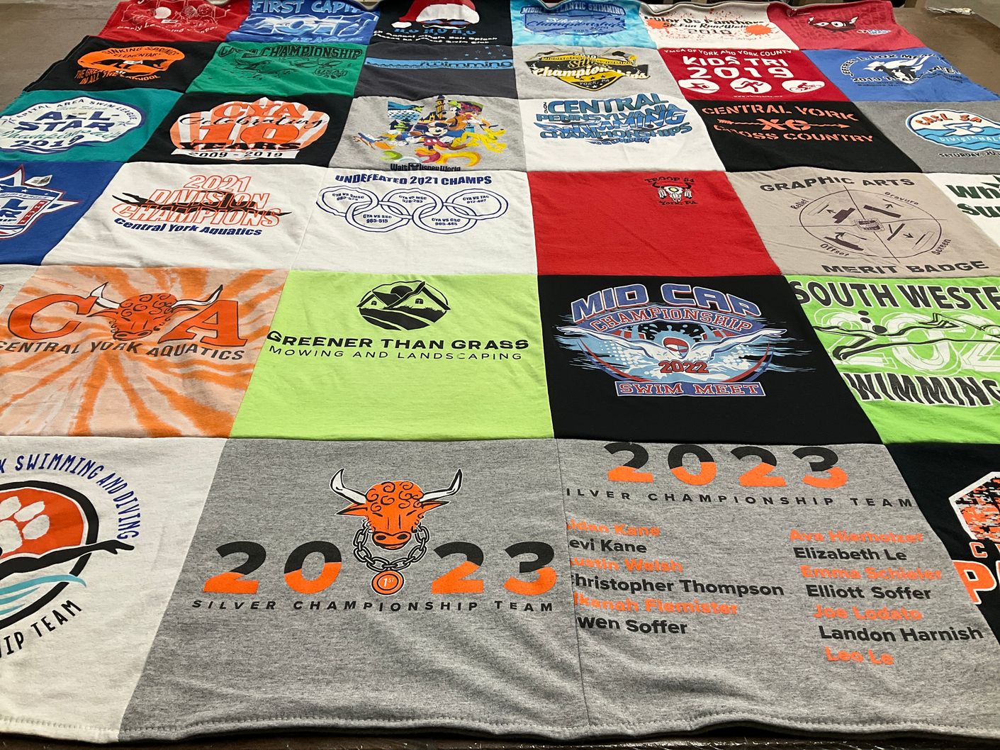 T-shirt quilt from central york aquatics by Angie from PA