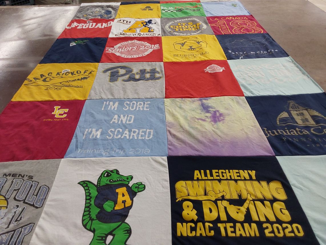 T-shirt quilt from allegheny college, juniata college by Shelley from MI
