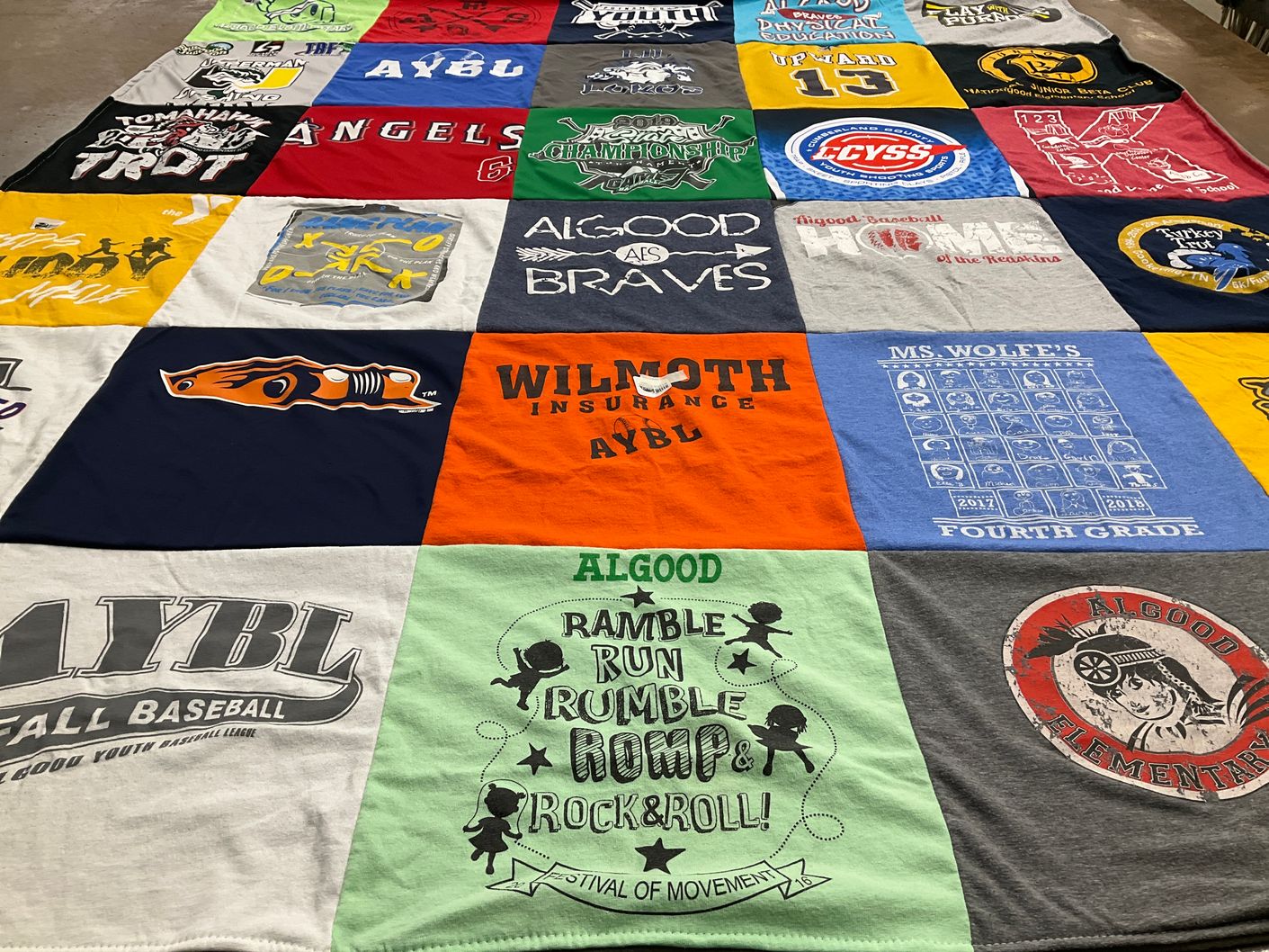 T-shirt quilt featuring algood braves by Patrick from TN