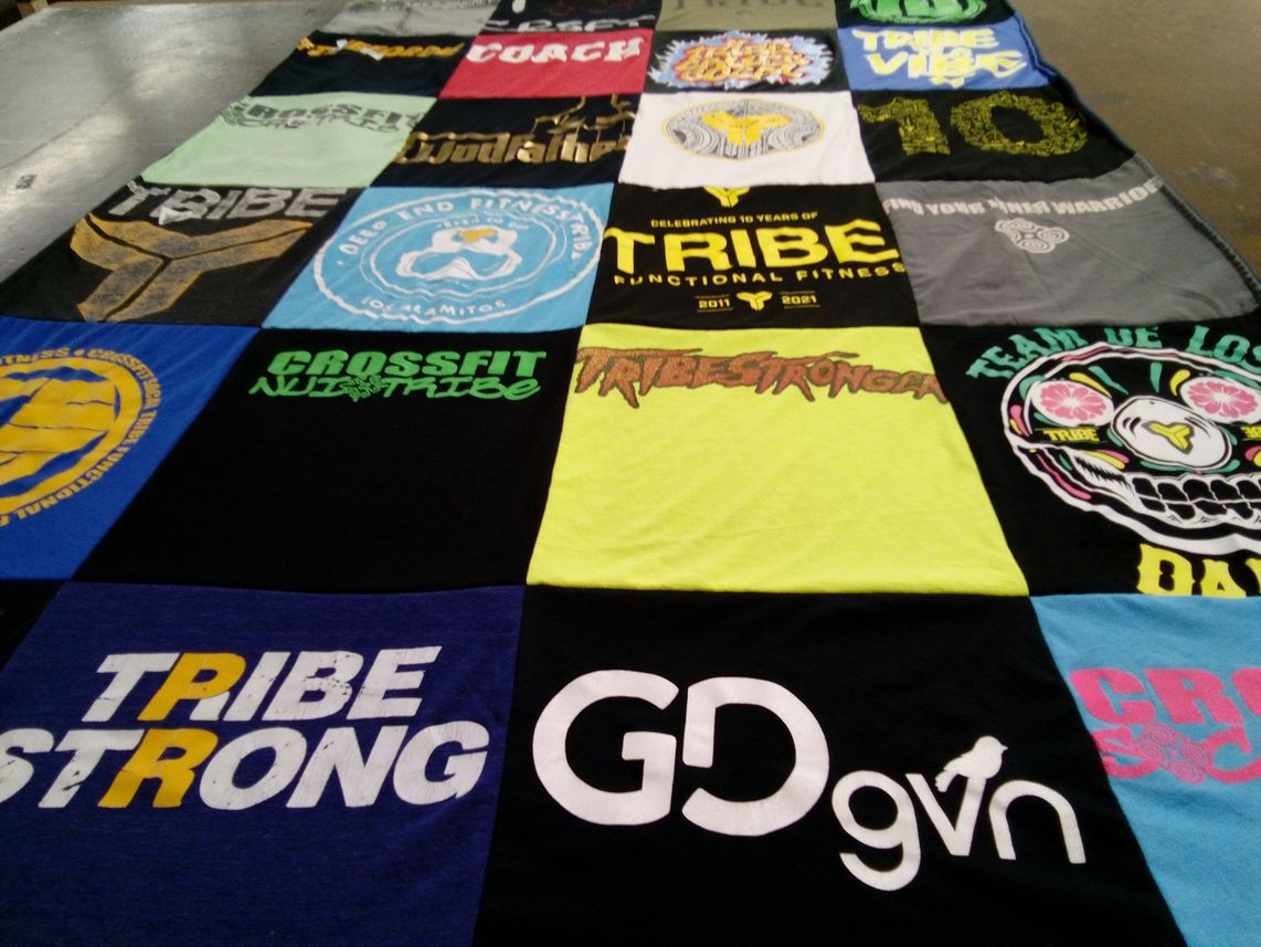 T-shirt quilt with fitness, functional fitness themes by Warren from CA