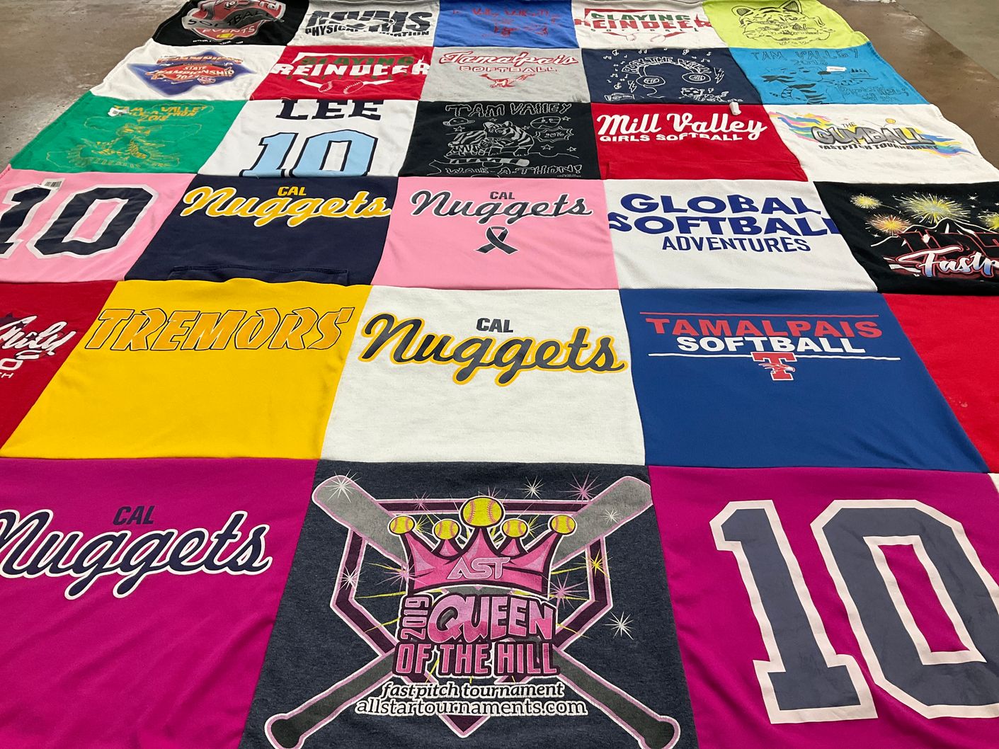T-shirt quilt featuring cal nuggets by Catherine from CA
